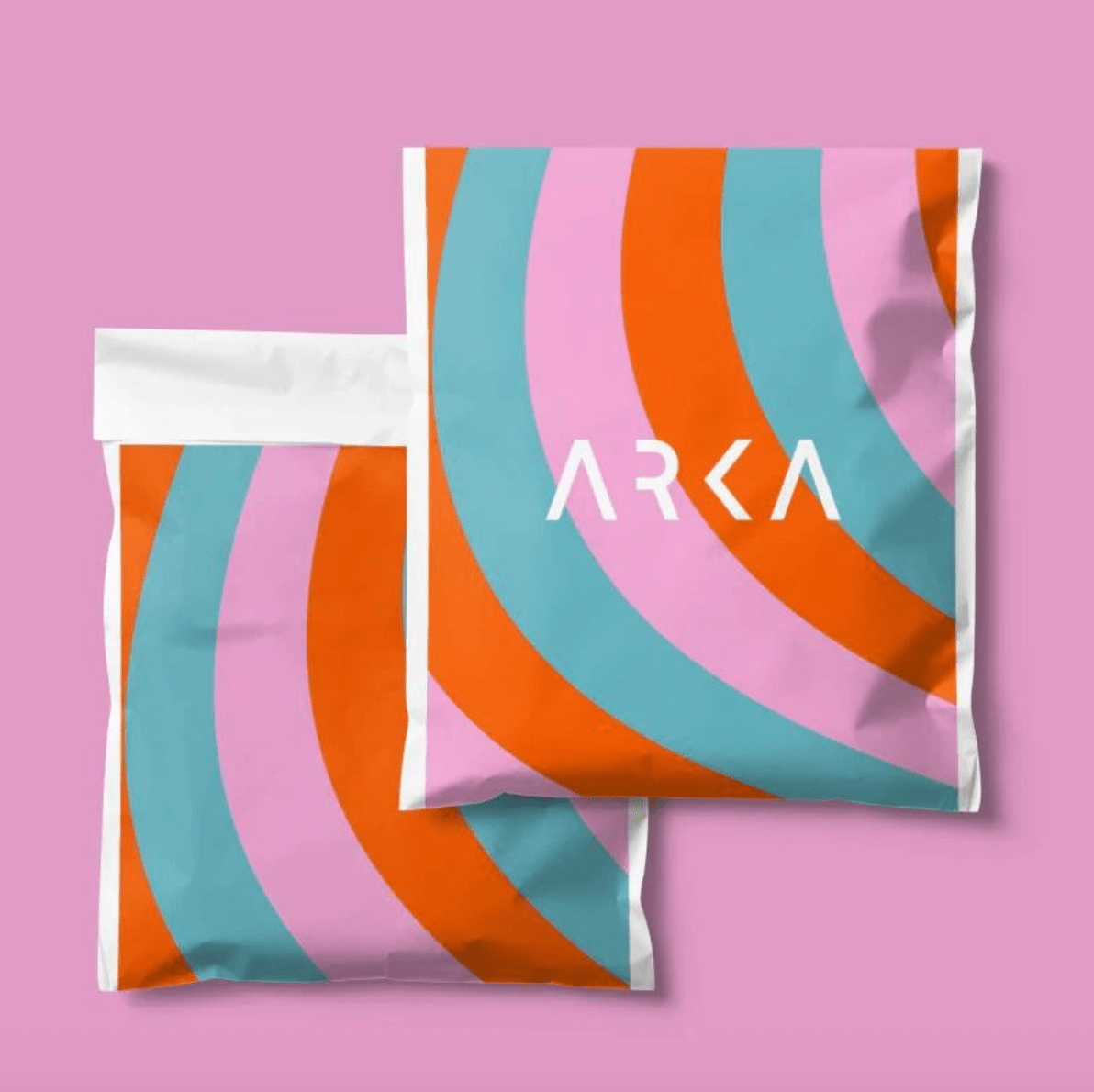 A decorative customized set of poly bags from Arka