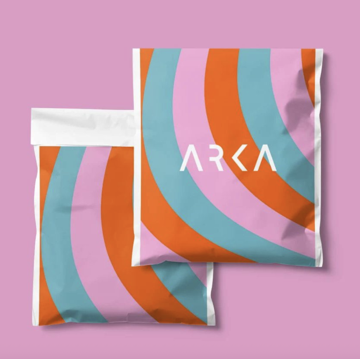 A decorative customized set of poly bags from Arka