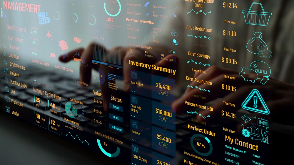 Image of an inventory dashboard with ecommerce supply chain metrics