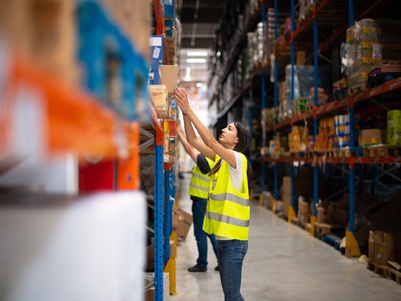 Workers in warehouse review the good_id1729300789