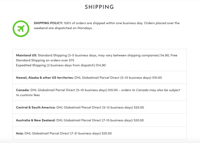 yoursuper - shipping policy examples