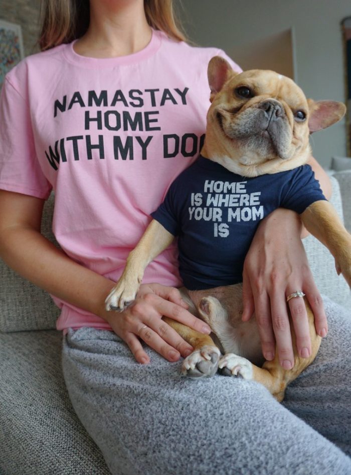 stay home matching tshirt for dogs