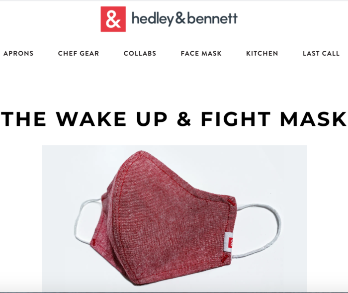 Hedley & Bennett COVID-19 mask with Think Crucial filter insert