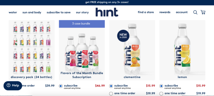 Hint's free shipping strategy