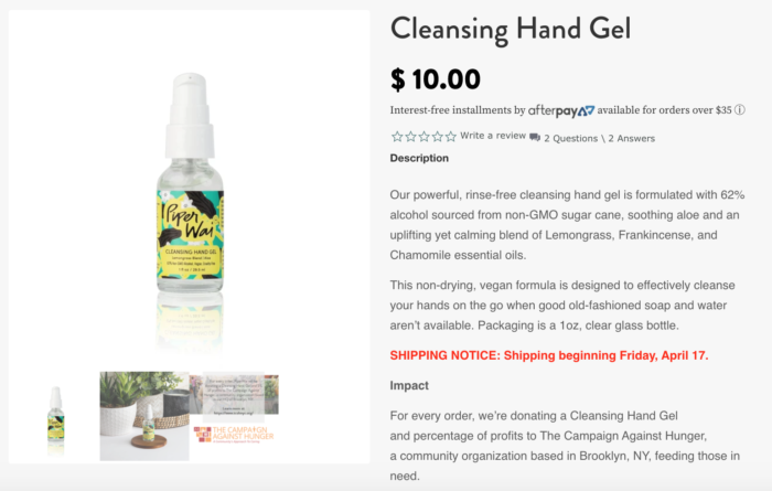 PiperWai hand sanitizer-Cleansing Hand Gel-launched during COVID-19