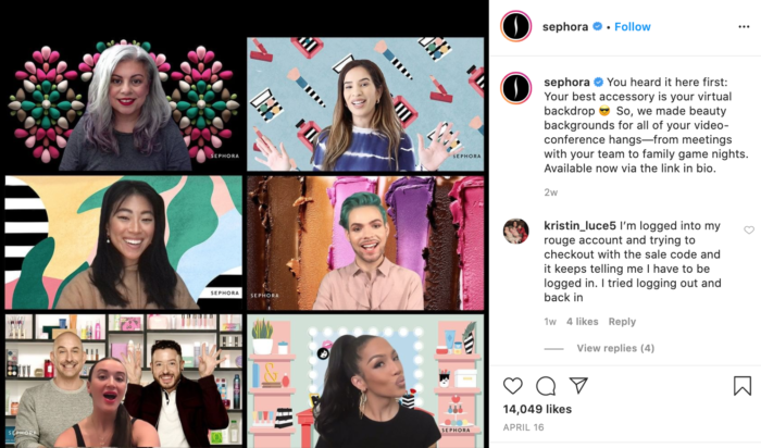 Sephora created Zoom backgrounds during COVID-19