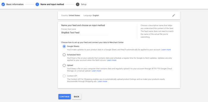 Setting up a Google Shopping manual feed via Google Sheets document