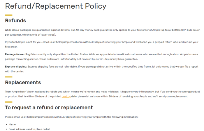 replacement policy example